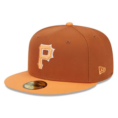 New Era Men's Brown/orange Pittsburgh Pirates Spring Color Basic Two-tone 59fifty Fitted Hat In Brown Oran