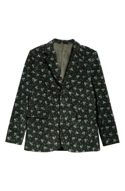 Bode Chicory Floral Cotton Corduroy Suit Jacket In Black Blue