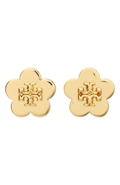 Tory Burch Kira Flower Stud Earrings In Tory Gold
