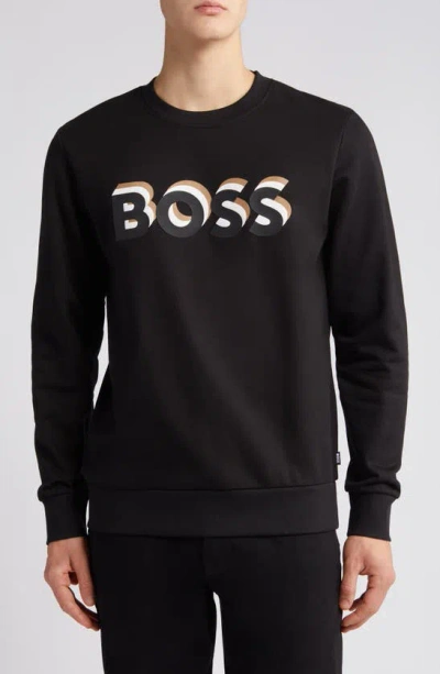Hugo Boss Soleri Graphic Sweatshirt In Black