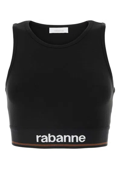 Paco Rabanne Logo Underband Cropped Top In Black