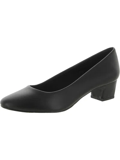 Easy Street Prim Womens Faux Leather Slip On Dress Heels In Black