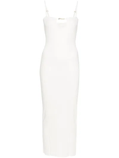 Jacquemus Sierra Ribbed Midi Dress In White