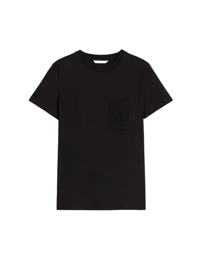 Max Mara Cotton T-shirt With Pocket Clothing In Black