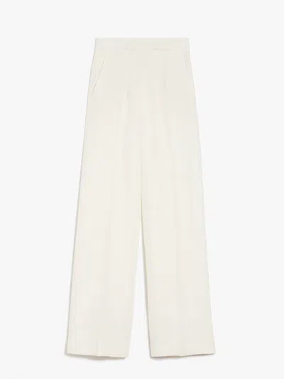 Max Mara Linen Tailored Pants In Cream