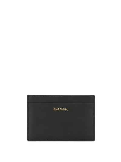 Paul Smith Signature Stripe Leather Credit Card Case In Black