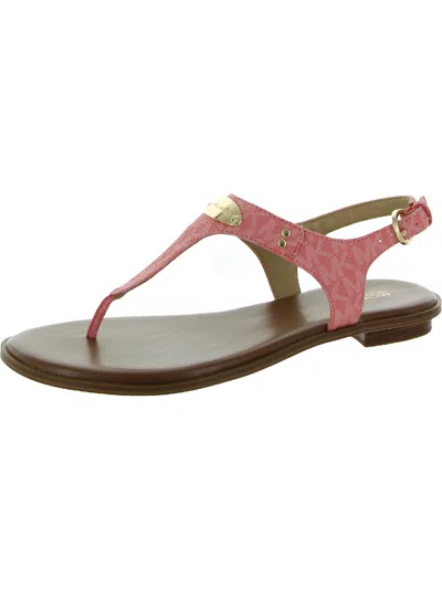 Michael Michael Kors Mk Plate Womens Coated Canvas Logo Thong Sandals In Multi