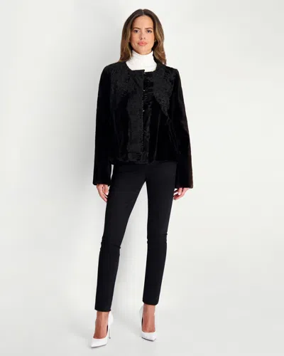 Gorski Sheared Mink Jacket With Lamb Trim In Black