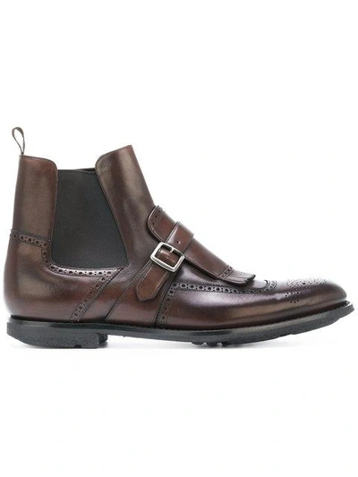 Church's Shanghai Brown Leather Ankle Boots In F0axo Burnt