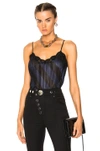 ALEXANDER WANG ALEXANDER WANG PLEATED CAMISOLE TOP WITH LACE TRIM IN BLACK,1W271661C2