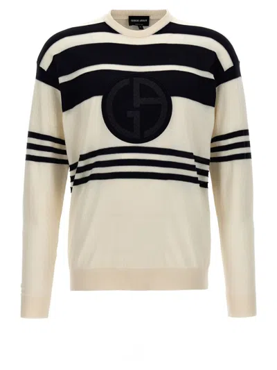 Giorgio Armani Logo Embroidery Sweater In Multicolor