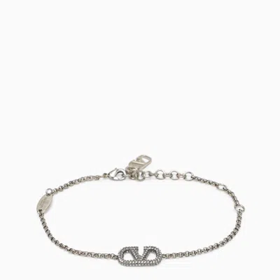 Valentino Garavani Vlogo Signature Bracelet In Metal And Swarovski Crystals Women