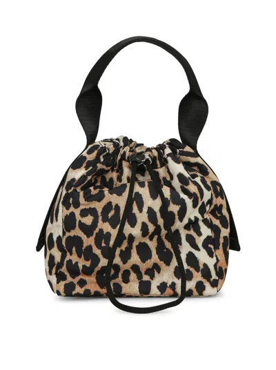 Ganni Leopard-print Tote Bag In Multicolour