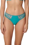 Simone Perele Delice Lace Mesh Thong In Atoll Blue