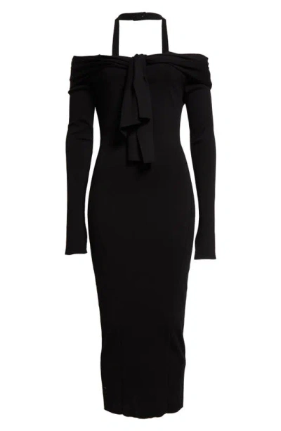 Jacquemus La Robe Doble Long Sleeve Wool Sweater Dress In Black