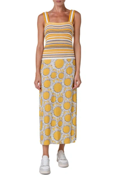 Akris Punto Mixed-media Crochet Dress In Sun-cream-nutmeg