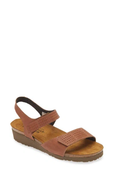 Naot Vivian Wedge Sandal In Latte Brown Leather