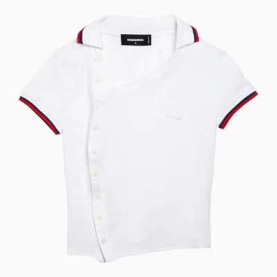 Dsquared2 Asymmetric Polo Shirt In White