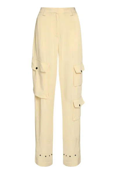 Pt01 Satin Trousers In Yellow