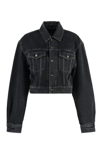 Saint Laurent 80s Jacket In Dark Blue Black