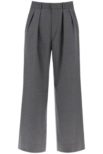 Wardrobe.nyc Wide Leg Flannel Trousers For Men Or In Grey
