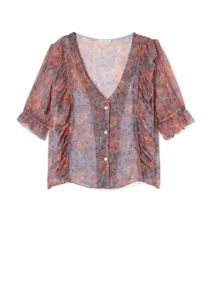 Louise Misha Blouse Ali In Blue Garden Flowers In Multi