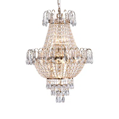Simplie Fun Gold Crystal Chandeliers In Transparent