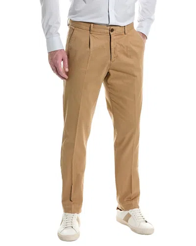 Brooks Brothers Pleated Tapered Chino In Brown