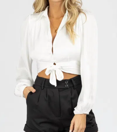 Reset By Jane Silky Hook And Tie Front Blouse In White
