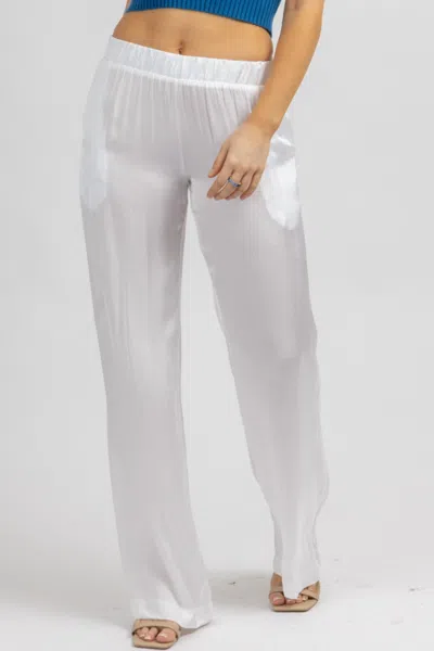 Olivaceous Satin Wide Leg Pant In Off White