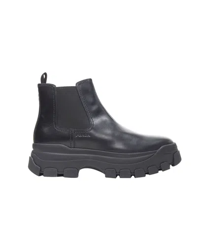 Prada New  2019 Pull Up Black Leather Monolith Chunky Lug Sole Boot In Grey