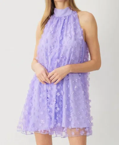 Entro 3d Floral Mini Dress In Lavender In Purple