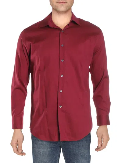 Alfani Mens Athletic Fit Long Sleeves Button-down Shirt In Red