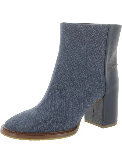 Chloé Edith Womens Leather Pull On Ankle Boots In Blue