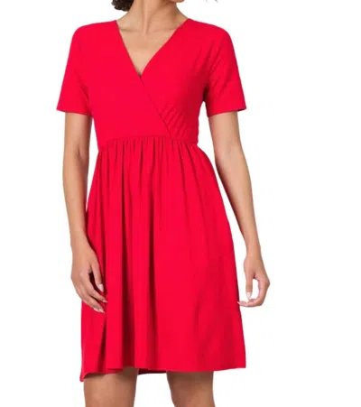 Zenana Surplice Dress In Red