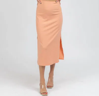 Peach Love Ribbed Cutout Midi Dress In Cantaloupe In Red