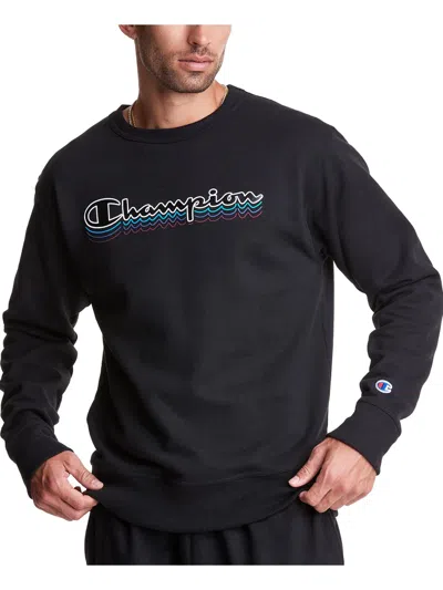 Champion Mens Crewneck Activewear Sweatshirt In Black