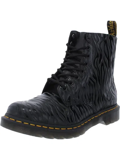 Dr. Martens 1460 Pascal Womens Leather Embossed Combat & Lace-up Boots In Black