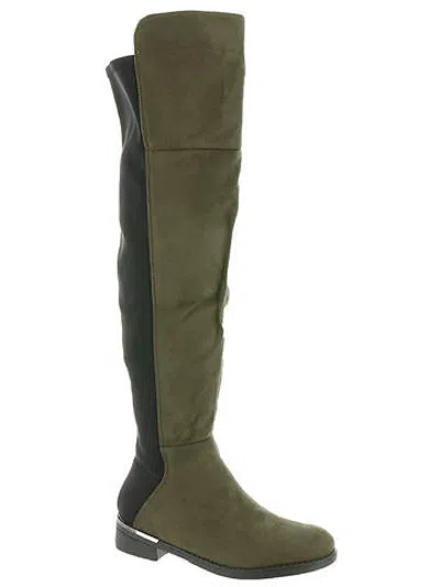 Beacon Helena Womens Microsuede Tall Over-the-knee Boots In Green