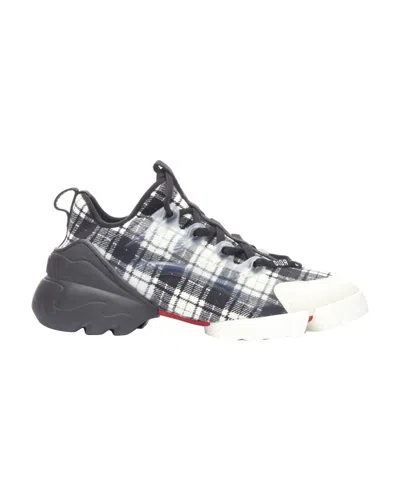 Dior Christian  D Connect Black White Plaid Check Chunky Sole Sneaker