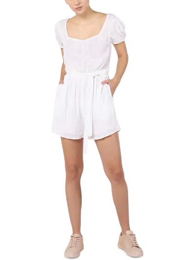 Black Tape Womens Belted Eyelet Romper In White