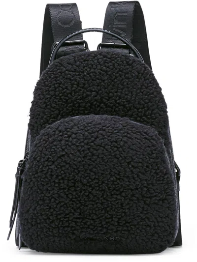 Calvin Klein Astatine Womens Patent Sherpa Backpack In Black