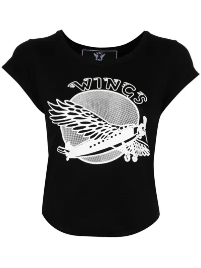 Stella Mccartney Womens Black Wings Baby Graphic-pattern Cotton-jersey T-shirt