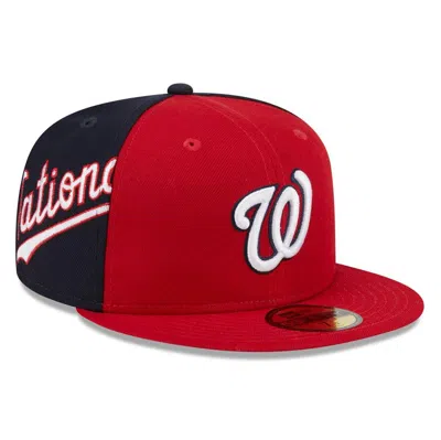 New Era Men's Red/navy Washington Nationals Gameday Sideswipe 59fifty Fitted Hat In Red Navy