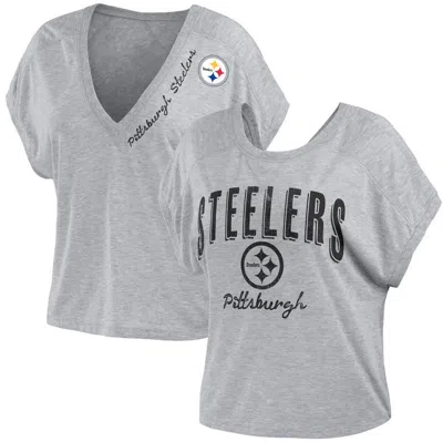 Wear By Erin Andrews Heather Grey Pittsburgh Steelers Reversible T-shirt