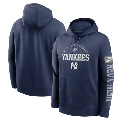 Nike Navy New York Yankees Cooperstown Collection Splitter Club Fleece Pullover Hoodie In Blue