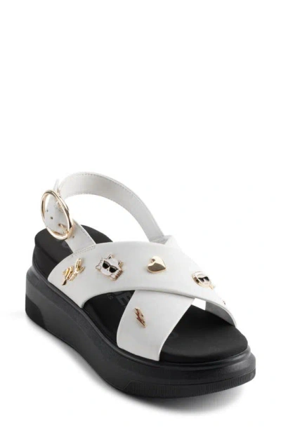 Karl Lagerfeld Tilda Platform Wedge Sandal In Bright White