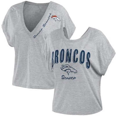 Wear By Erin Andrews Heather Grey Denver Broncos Reversible T-shirt