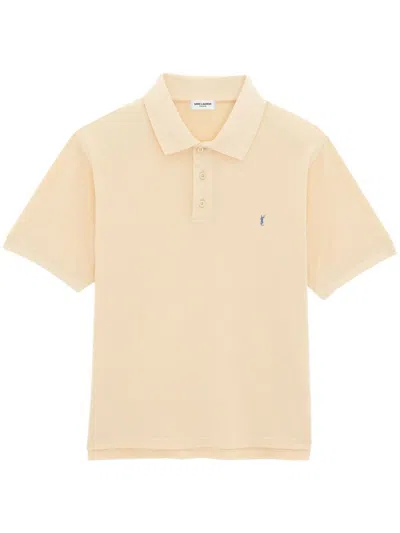 Saint Laurent Cotton Polo In Yellow & Orange