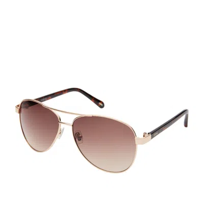 Fossil Women's Aviator Sunglasses In Gold